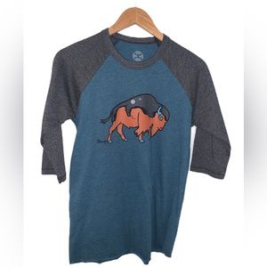 Hooey Tanka Azure & Black Raglan Tee Size Small